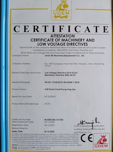 China Jinan MT Machinery &amp; Equipment Co., Ltd. Zertifizierungen